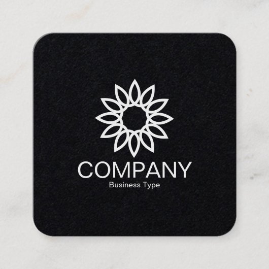 Carte De Visite Carré Fleur géométrique 01 - Noir (Devant)