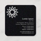 Carte De Visite Carré Fleur géométrique 01 - Noir (Dos)