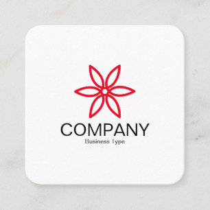 Carte De Visite Carré Fleur géométrique 02 - Blanc