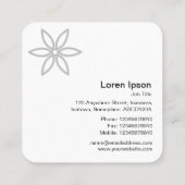 Carte De Visite Carré Fleur géométrique 02 - Blanc (Dos)