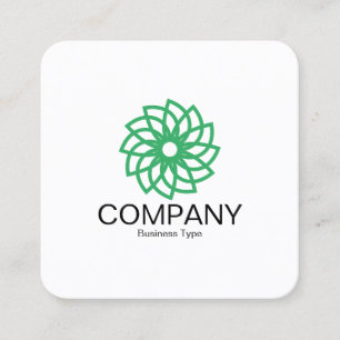 Carte De Visite Carré Fleur géométrique 03 - Blanc