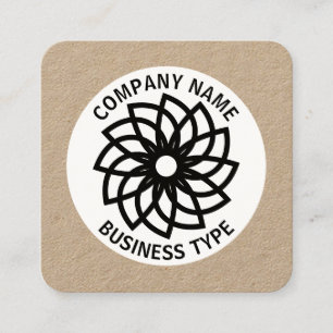 Carte De Visite Carré Fleur géométrique 03 - kraft