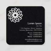 Carte De Visite Carré Fleur géométrique 03 - Noir (Dos)