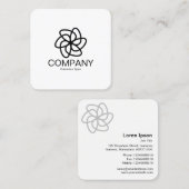 Carte De Visite Carré Fleur géométrique 04 - Blanc (Devant / Derrière)