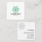 Carte De Visite Carré Fleur géométrique 04 - Blanc (Devant / Derrière)