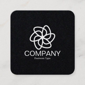 Carte De Visite Carré Fleur géométrique 04 - Noir