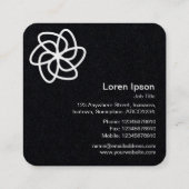 Carte De Visite Carré Fleur géométrique 04 - Noir (Dos)