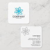 Carte De Visite Carré Fleur géométrique 05 - Blanc (Devant / Derrière)