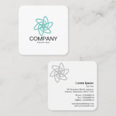 Carte De Visite Carré Fleur géométrique 05 - Blanc (Devant / Derrière)