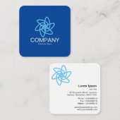 Carte De Visite Carré Fleur géométrique 05 - Bleu profond (Devant / Derrière)