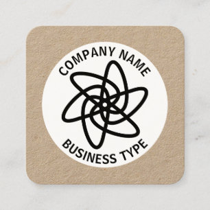 Carte De Visite Carré Fleur géométrique 05 - kraft