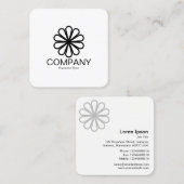 Carte De Visite Carré Fleur géométrique 07 - Blanc (Devant / Derrière)
