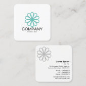 Carte De Visite Carré Fleur géométrique 07 - Blanc (Devant / Derrière)