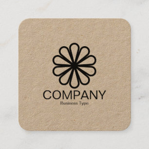 Carte De Visite Carré Fleur géométrique 07 - Kraft