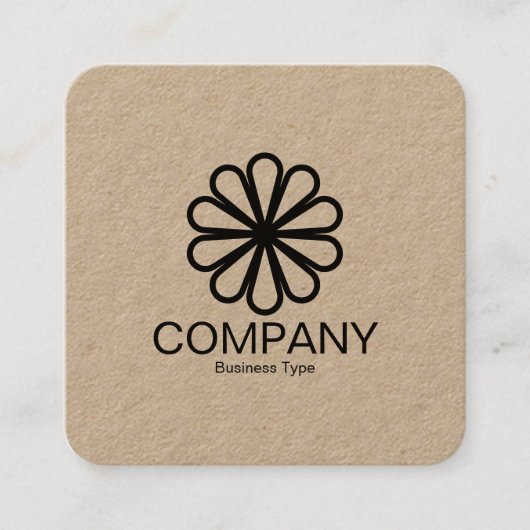 Carte De Visite Carré Fleur géométrique 07 - Kraft (Devant)