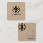 Carte De Visite Carré Fleur géométrique 07 - Kraft (Devant / Derrière)