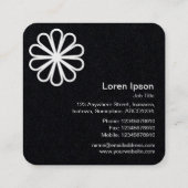 Carte De Visite Carré Fleur géométrique 07 - Noir (Dos)