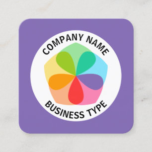 Carte De Visite Carré Fleur géométrique - Violet #7F66B2