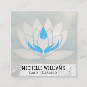 Carte De Visite Carré Fleur Lotus   Spa de jour   Thérapeute de massage