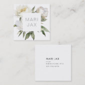 Carte De Visite Carré Fleur peintre moderne blanche (Devant / Derrière)