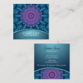 Carte De Visite Carré Fleur pourpre spirituelle, mer de bleu (Devant / Derrière)
