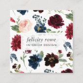 Carte De Visite Carré Fleur radieuse | Motif botanique (Devant)