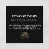 Carte De Visite Carré Fleur Rose encadrée, événements floraux (Dos)