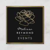 Carte De Visite Carré Fleur Rose encadrée, événements floraux (Devant)