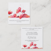 Carte De Visite Carré Fleur rouge moderne de pavot d'aquarelle de *~* (Devant / Derrière)