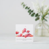 Carte De Visite Carré Fleur rouge moderne de pavot d'aquarelle de *~* (Debout devant)
