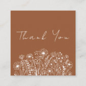 Carte De Visite Carré Fleur sauvage Boho Terracotta Order Merci (Devant)