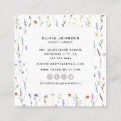 Carte De Visite Carré Fleur sauvage d'aquarelle Floral (Dos)