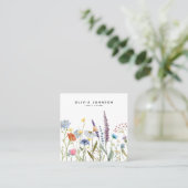 Carte De Visite Carré Fleur sauvage d'aquarelle Floral (Debout devant)