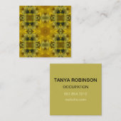 Carte De Visite Carré Fleur soleil éclate dorée (Devant / Derrière)