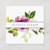 Carte De Visite Carré Fleur vive | Floral d'aquarelle moderne (Devant)