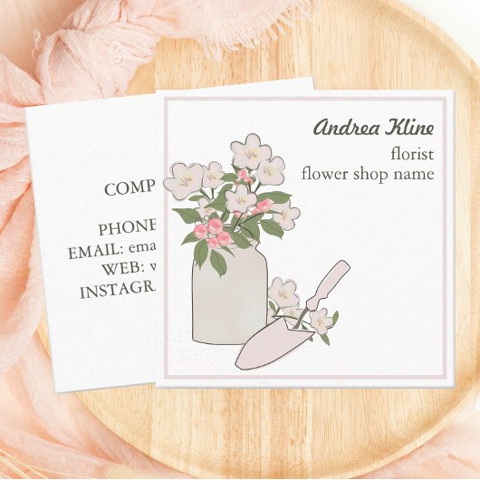 Carte De Visite Carré Fleuriste moderne et élégant