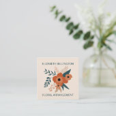 Carte De Visite Carré fleuriste rétro moderne éditable terre cuite (Debout devant)