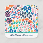 Carte De Visite Carré Fleurs Abstraites modernes Calligraphie Décontract (Devant)
