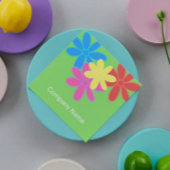 CARTE DE VISITE CARRÉ FLEURS ABSTRAITES MODERNES ET MODERNES ROSE BLEU