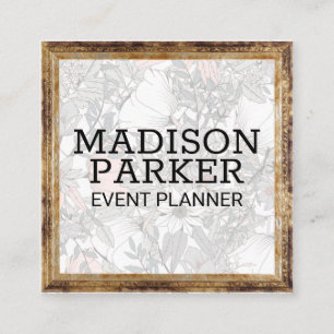 Carte De Visite Carré Fleurs botaniques   Cadre antique