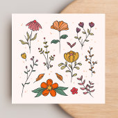 Carte De Visite Carré Fleurs colorées minimales Feminine Clean