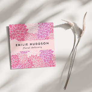 Carte De Visite Carré Fleurs Dahlia Roses, Fleuriste, Boutique De Fleurs