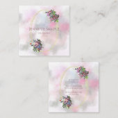 Carte De Visite Carré Fleurs d'aquarelle Abstraites Gold Frame Chic Mode (Devant / Derrière)