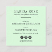 Carte De Visite Carré Fleurs d'aquarelle gris moderne vert menthe rose (Dos)