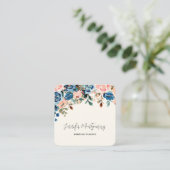 Carte De Visite Carré Fleurs d'aquarelle rose et bleu (Debout devant)