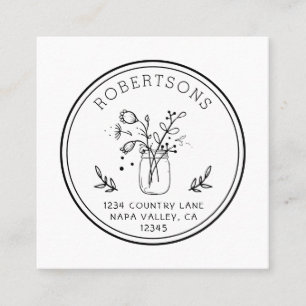 Carte De Visite Carré Fleurs de bocal en rond