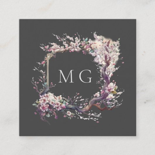 Carte De Visite Carré fleurs de cerisier sakura (Devant)