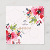CARTE DE VISITE CARRÉ FLEURS DE COULEUR D'EAU, OMBRE ROUGE (Dos)