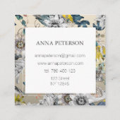 Carte De Visite Carré Fleurs de passion élégantes sur gris argenté (Dos)