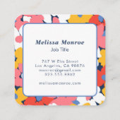 Carte De Visite Carré Fleurs de printemps couleur féminine Décontracté (Dos)
